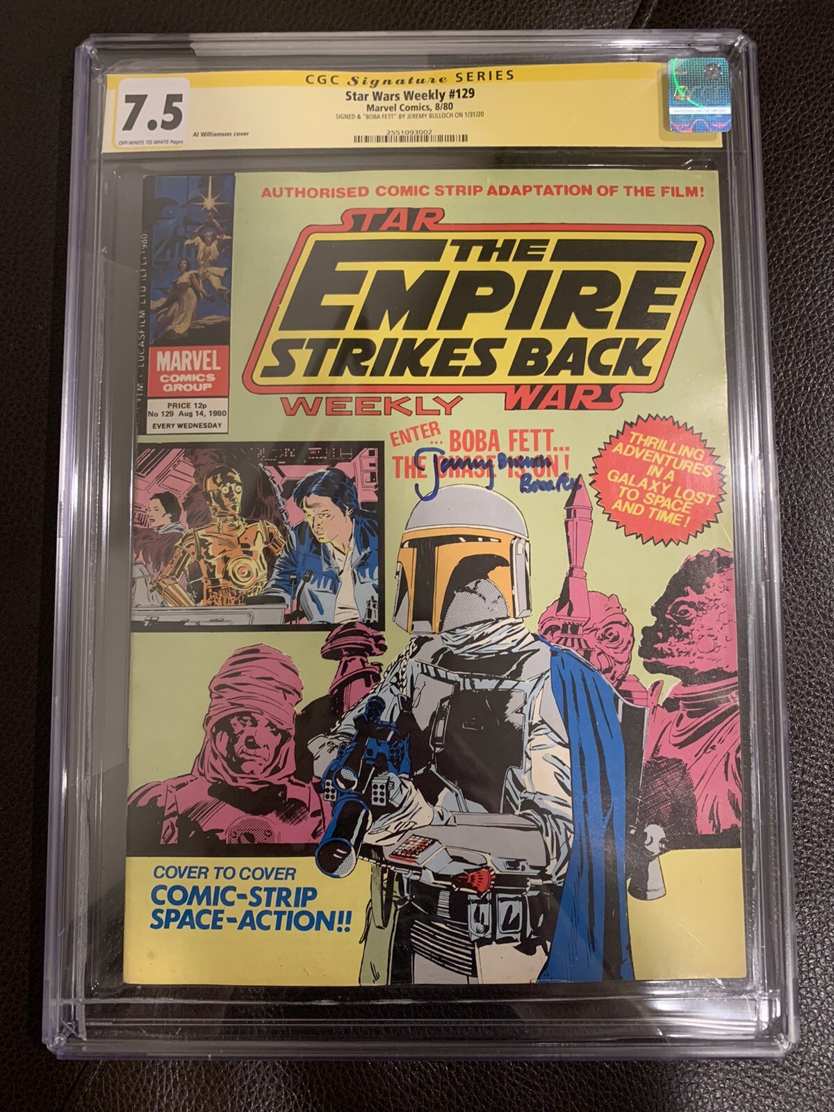 STAR WARS EMPIRE STRIKES BACK WEEKLY #129 CGC SS 7.5 1st Appearance Boba Fett UK