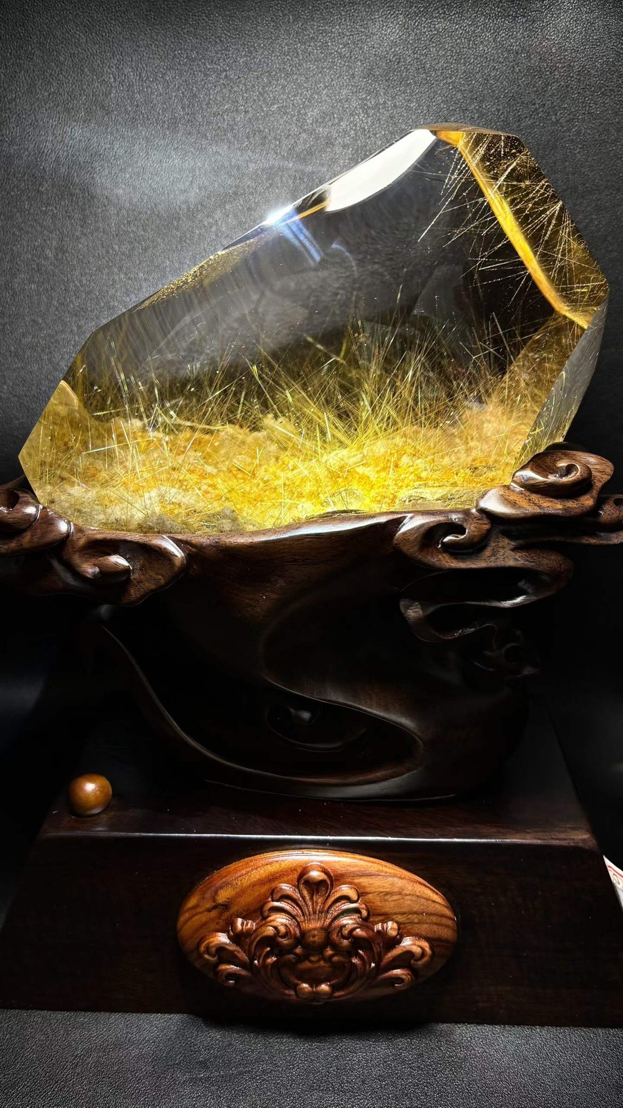 16.6lb BEST TOP Natural Rutilated Quartz Crystal Specimen Reiki Decor + stand