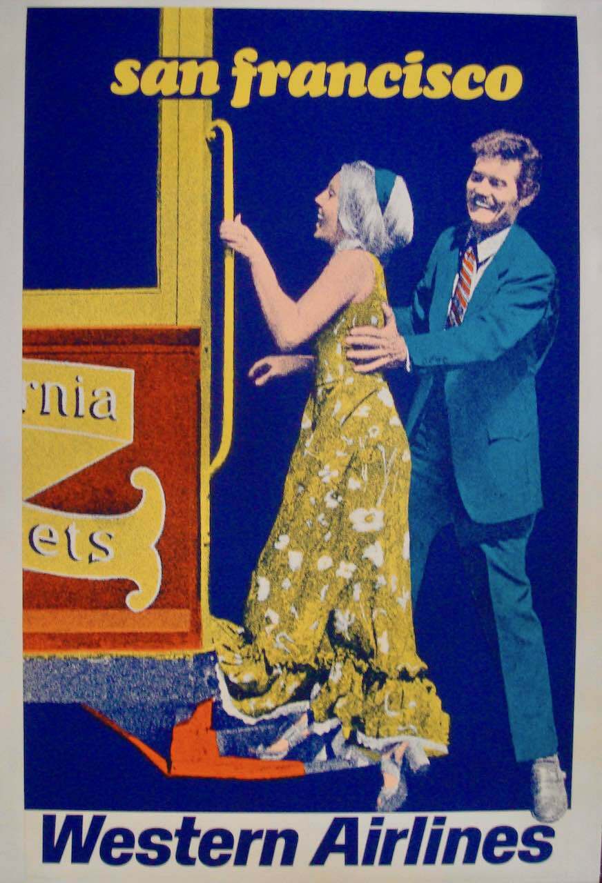 WESTERN AIRLINES SAN FRANCISCO Original 1968 Travel poster 25x40 NM LINEN RARE WESTERN AIRLINES SAN FRANCISCO Original 1968 Travel poster 25x40 NM LINEN RARE