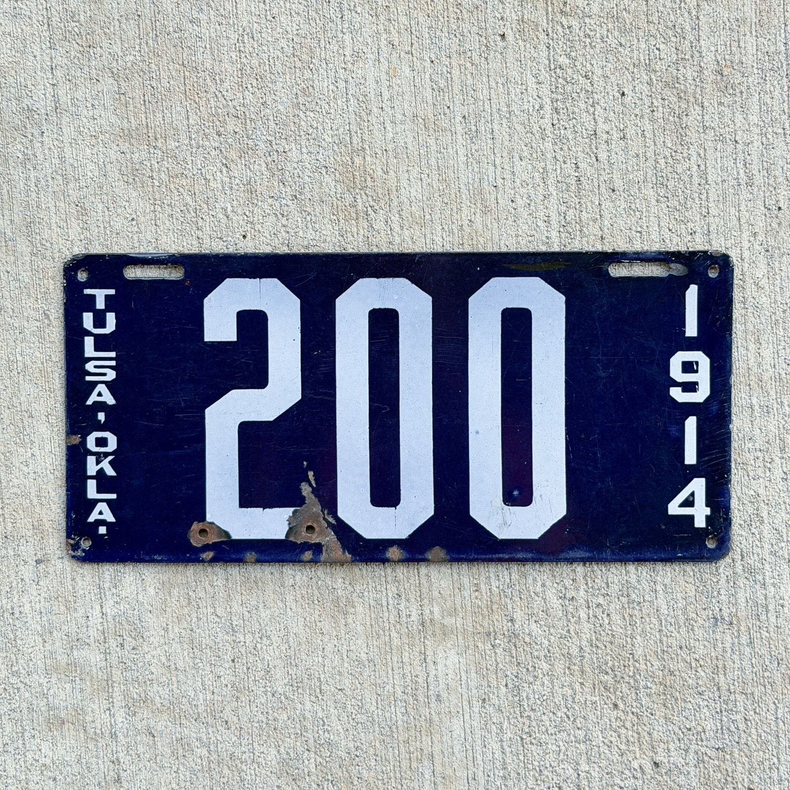 1914 Tulsa Oklahoma Porcelain License Plate Vintage Auto Tag High Quality 200 1914 Tulsa Oklahoma Porcelain License Plate Vintage Auto Tag High Quality 200