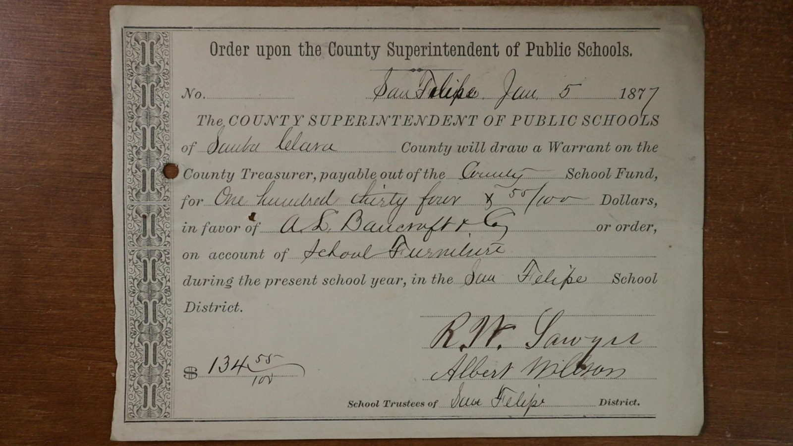1877 San Filipe Santa Clara CA A.L Bancroft School Furniture Wells Fargo Express 1877 San Filipe Santa Clara CA A.L Bancroft School Furniture Wells Fargo Express