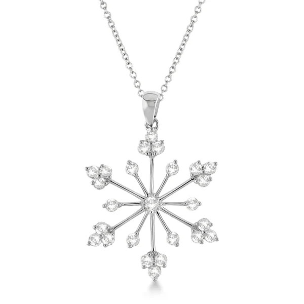 Snowflake Shaped Diamond Pendant Necklace 14k White Gold (0.77ct) Snowflake Shaped Diamond Pendant Necklace 14k White Gold (0.77ct)
