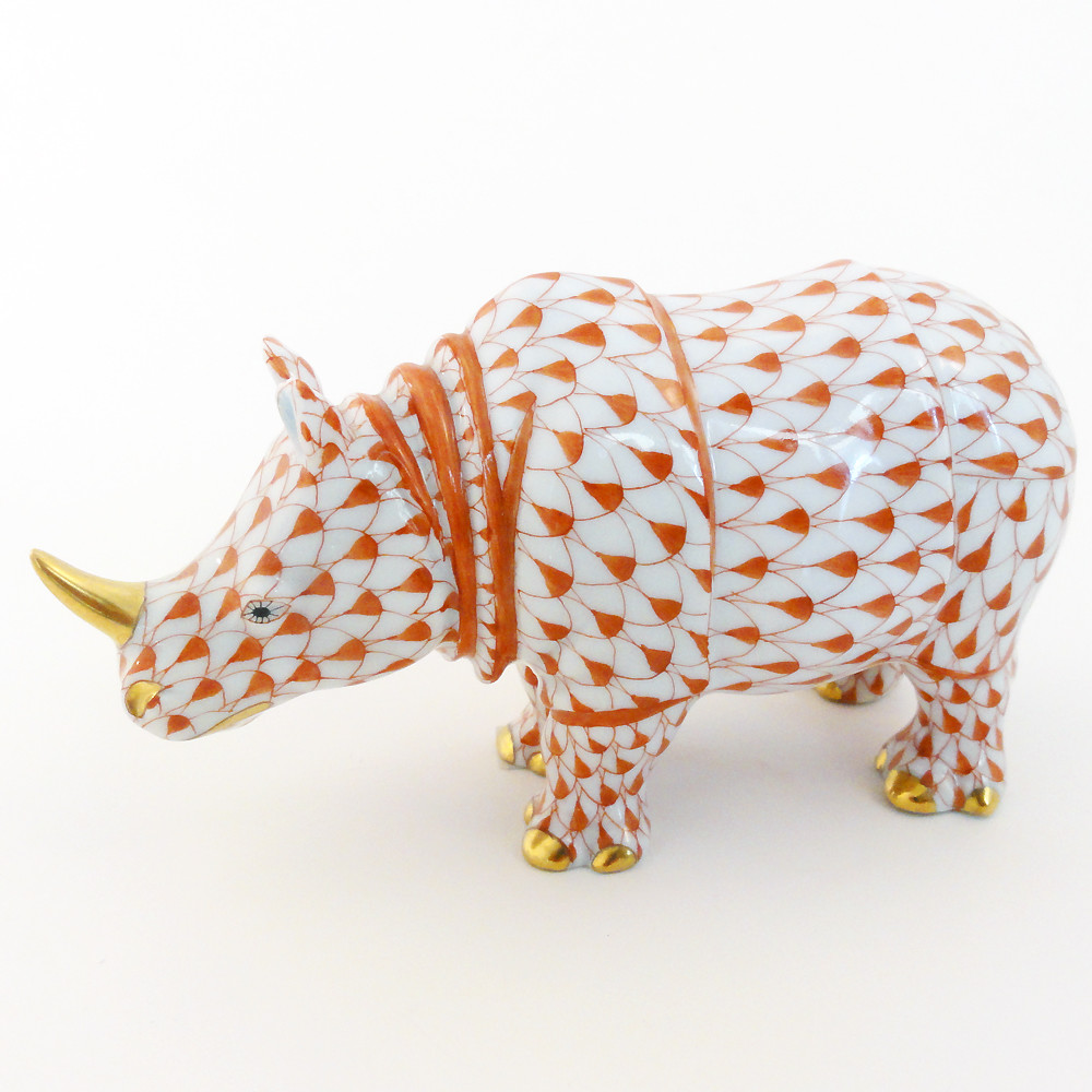 RHINOCEROS by Herend Rust Fishnet 2.75 RHINOCEROS by Herend Rust Fishnet 2.75