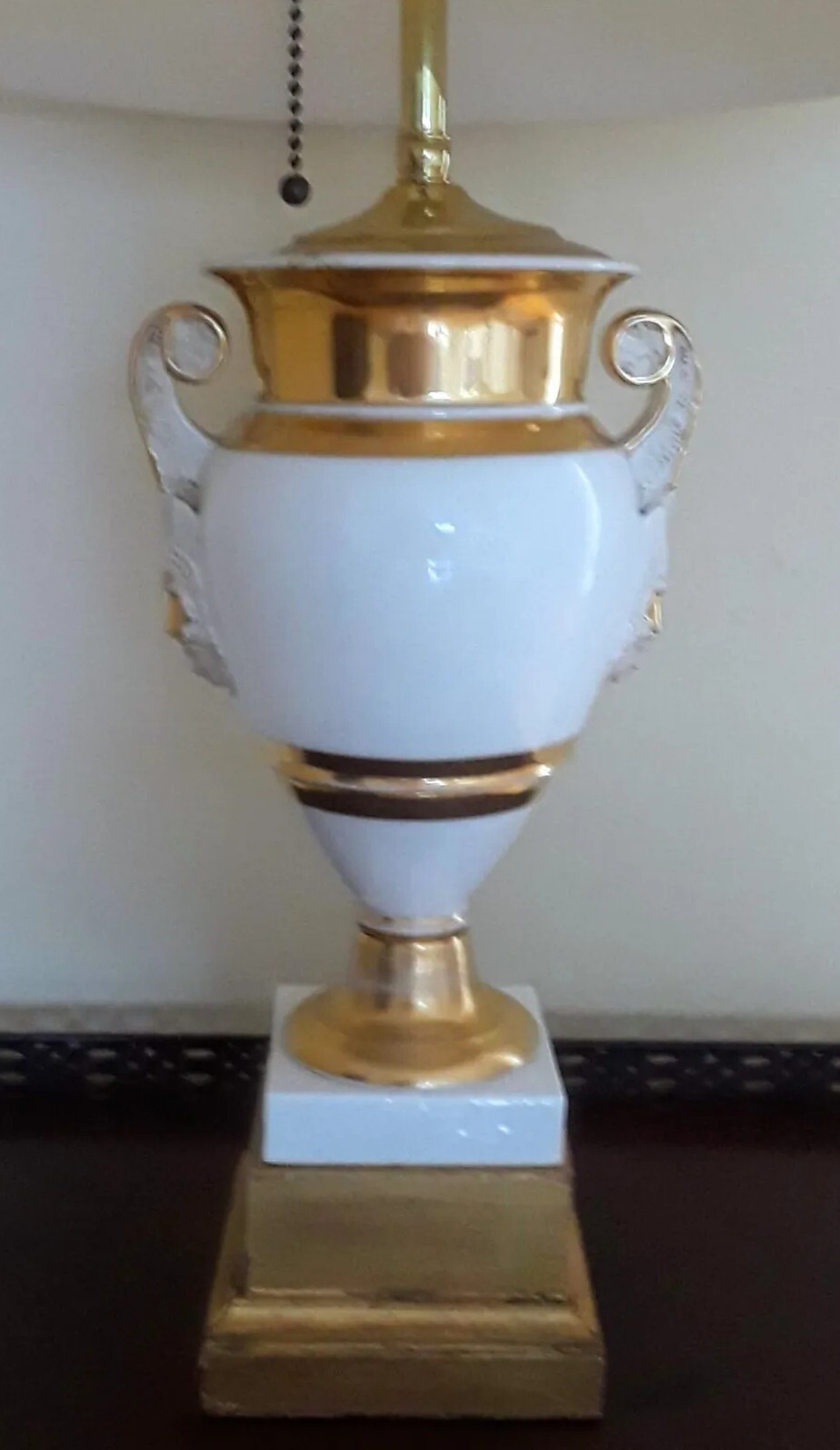 A MOST ELEGANT PAIR of White & Gold LOUIS PHILIPPE  URNS wired as Table Lamps
