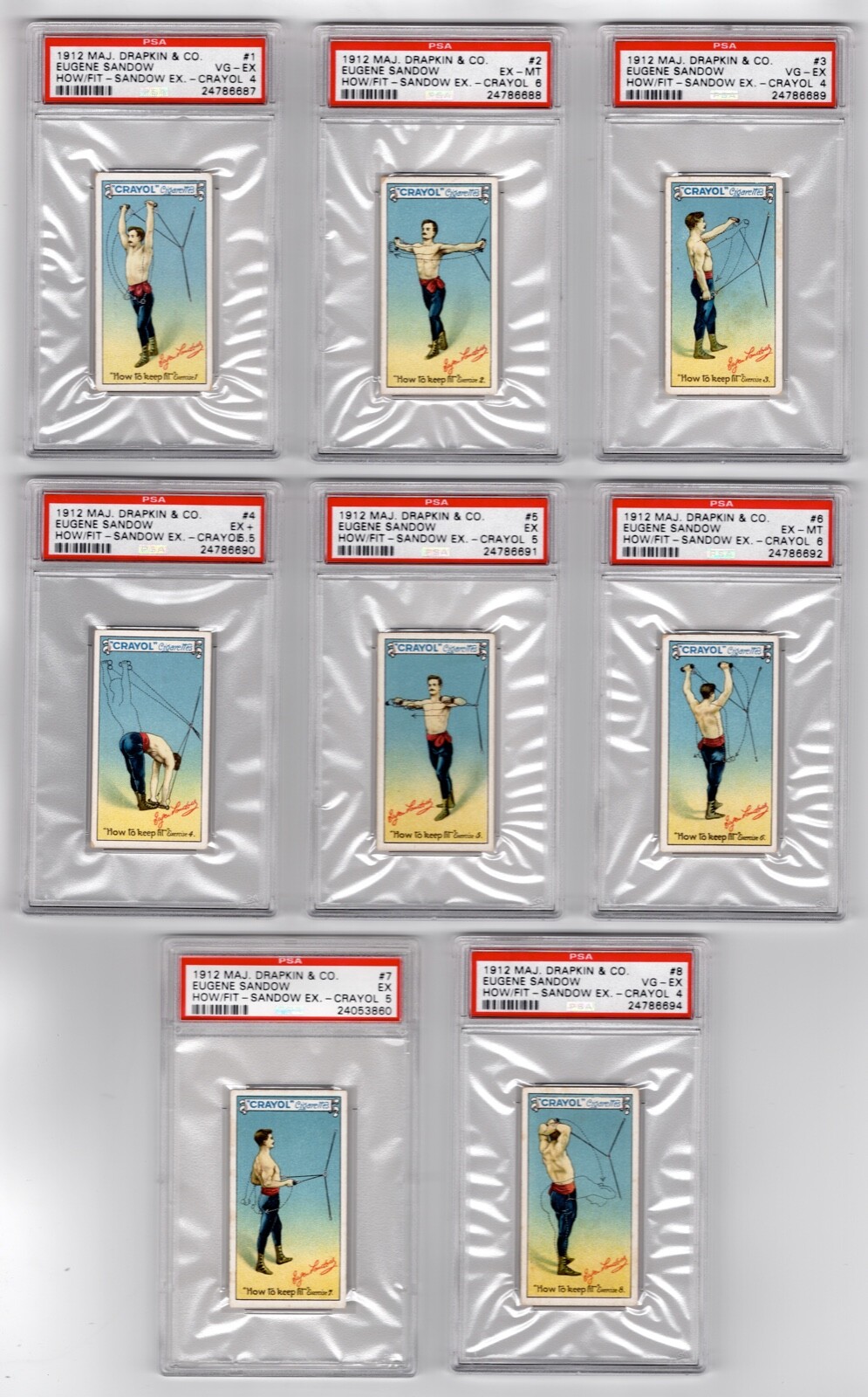 EUGEN SANDOW 1912 Crayol SET (25 PSA BodyBuilding Cards) FINEST SET EVER GRADED EUGEN SANDOW 1912 Crayol SET (25 PSA BodyBuilding Cards) FINEST SET EVER GRADED