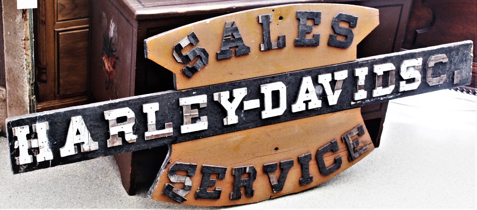 1910's VINTAGE HARLEY DAVIDSON Dealer SIGN BARN FIND Hand Made UNTOUCHED PATINA