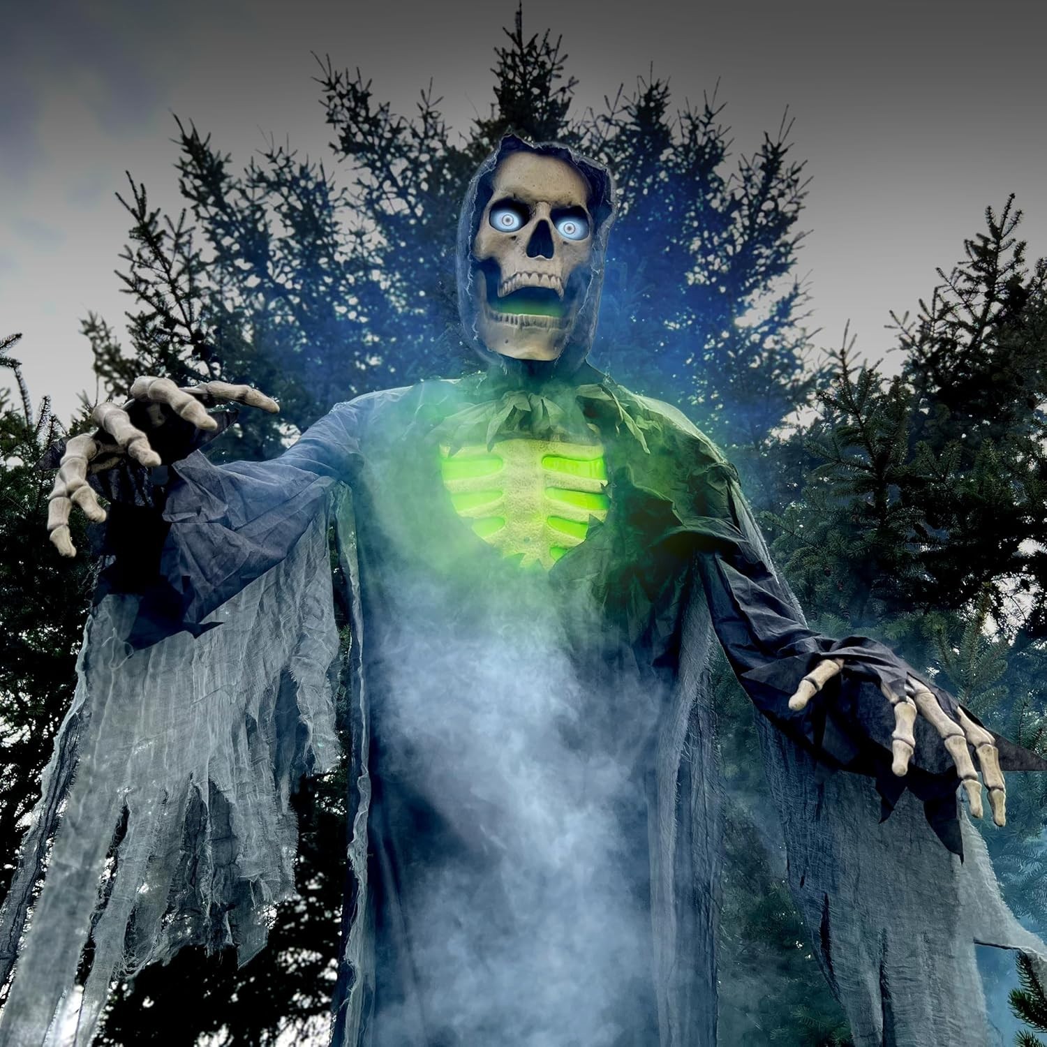 Creepy 10-Ft Motion-Activated Reaper with Light Up Eyes - Perfect Halloween Prop Creepy 10-Ft Motion-Activated Reaper with Light Up Eyes - Perfect Halloween Prop