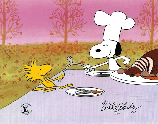 PEANUTS - FOUR Thanksgiving Animation Art Pieces Melendez Snoopy Charlie Brown PEANUTS - FOUR Thanksgiving Animation Art Pieces Melendez Snoopy Charlie Brown
