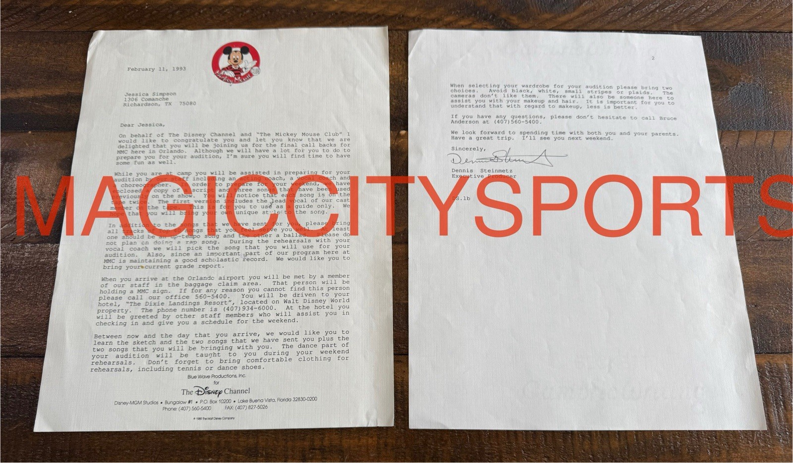 EXTREMELY RARE Jessica Simpson Final Call 1993 OFFICIAL MICKEY MOUSE CLUB LETTER