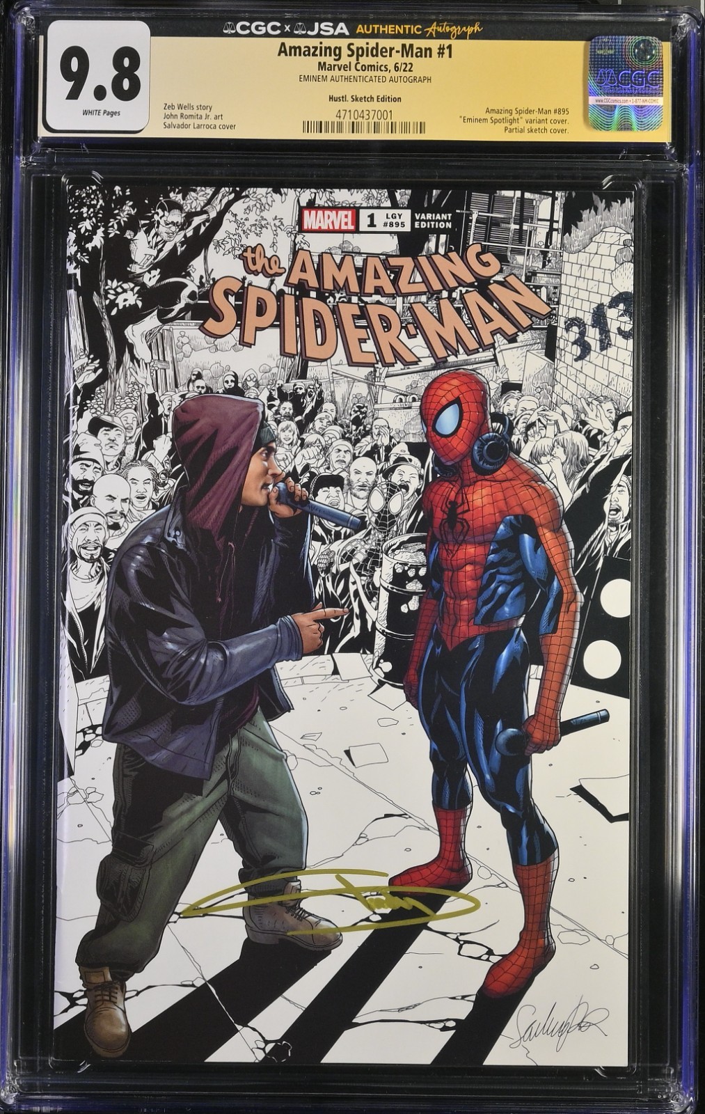 Eminem Signed CGC + JSA 9.8 Amazing Spider-Man #1 Marshall Mathers Sketch Eminem Signed CGC + JSA 9.8 Amazing Spider-Man #1 Marshall Mathers Sketch