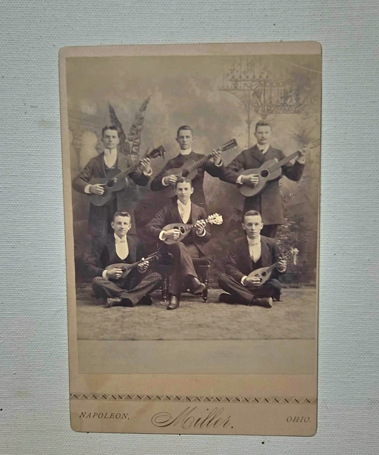 1890s Stringband guitar Italian Mandolin Silvio Ranieri Cabinet Card miller Ohio