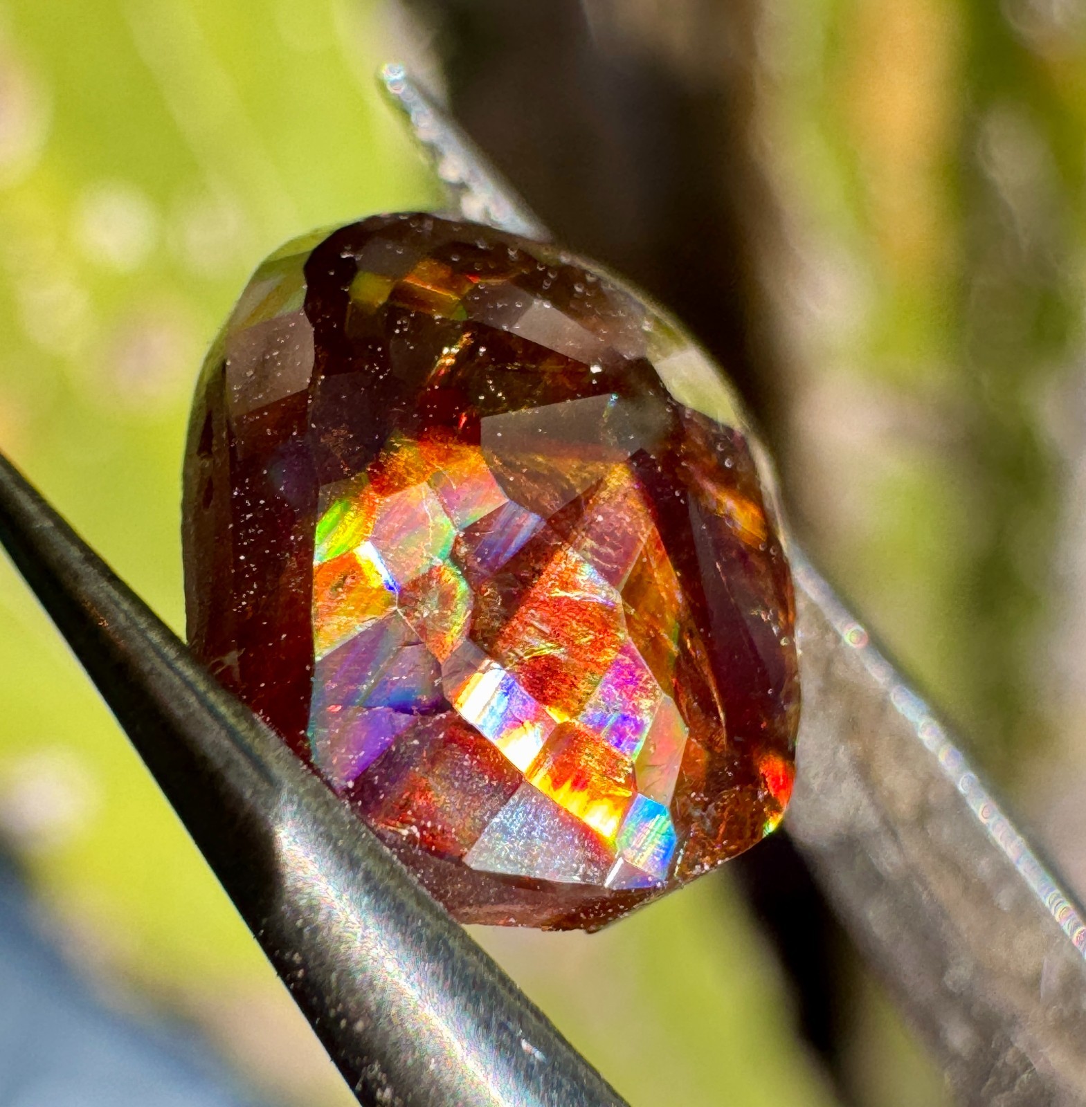 Rose-Cut Faceted Iridescent Rainbow Garnet | Arlit, Niger 10.9 mm × 8.85 Rose-Cut Faceted Iridescent Rainbow Garnet | Arlit, Niger 10.9 mm × 8.85