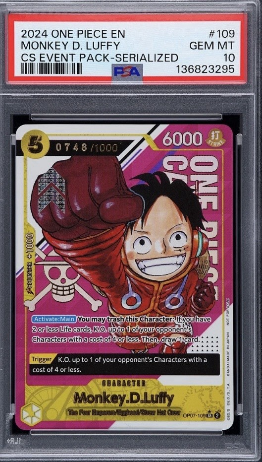 Luffy Serialized 748/1000 English Psa 10 One Piece