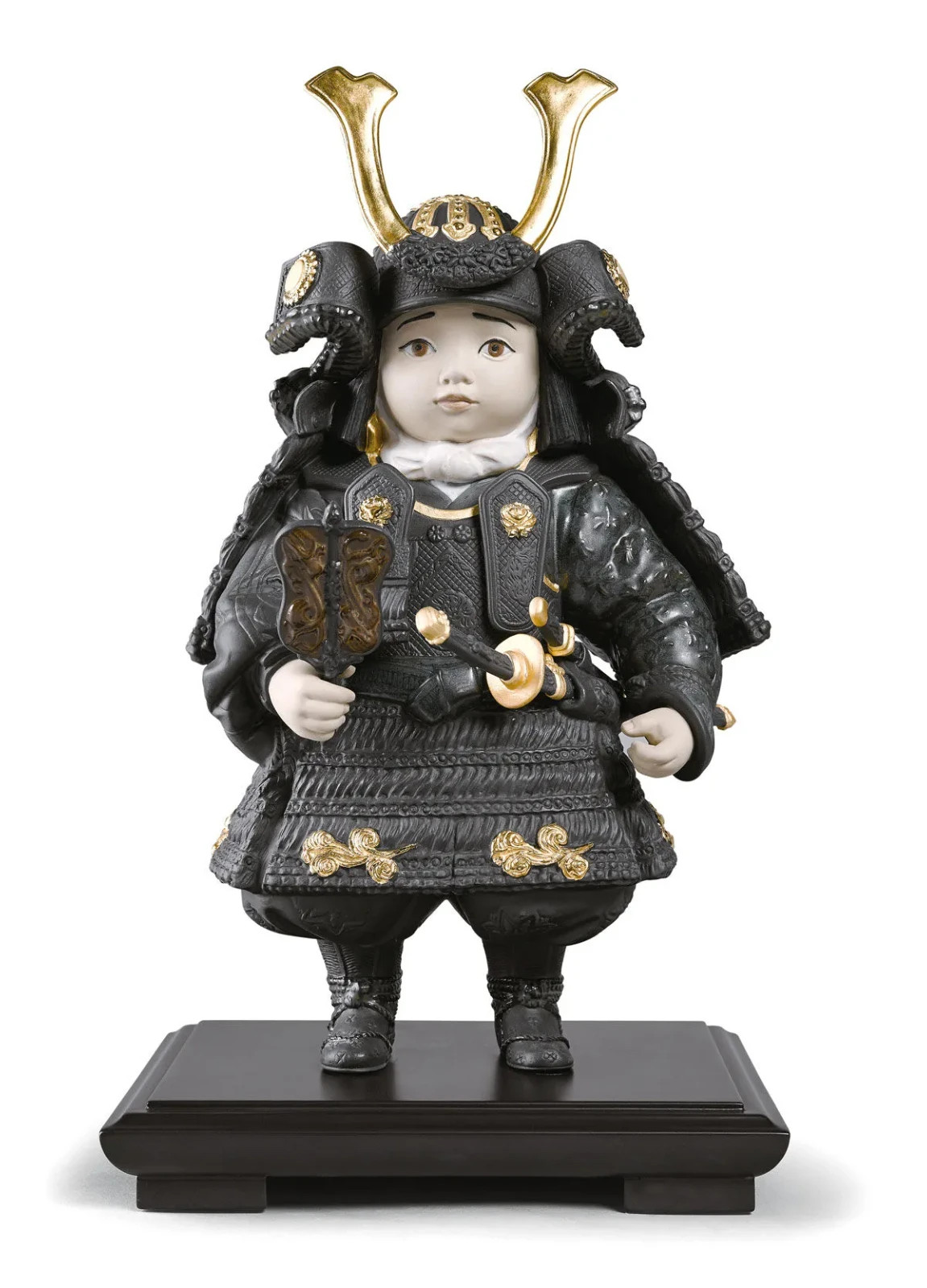 Lladro Warrior Boy Figurine Golden Luster Black Gres 01012557 New