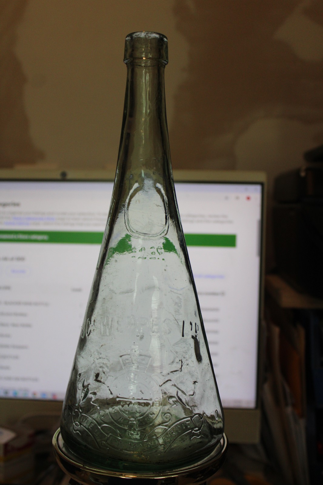 RARE, Antique,11'', Blue, SCHWEPPES Ltd, Cone Bottle, # A - 8105 RARE, Antique,11'', Blue, SCHWEPPES Ltd, Cone Bottle, # A - 8105