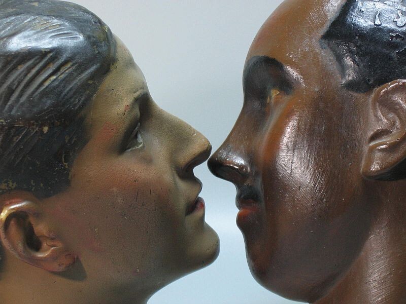 2x vintage 1930's Wax Head of male mannequin figure. Only selling as a couple.