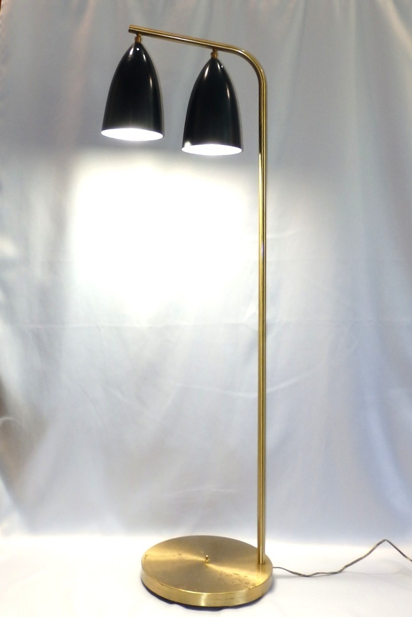Rare Mid Century Nordic Modern 1948 GRETA GROSSMAN Green & Gold FLOOR LAMP