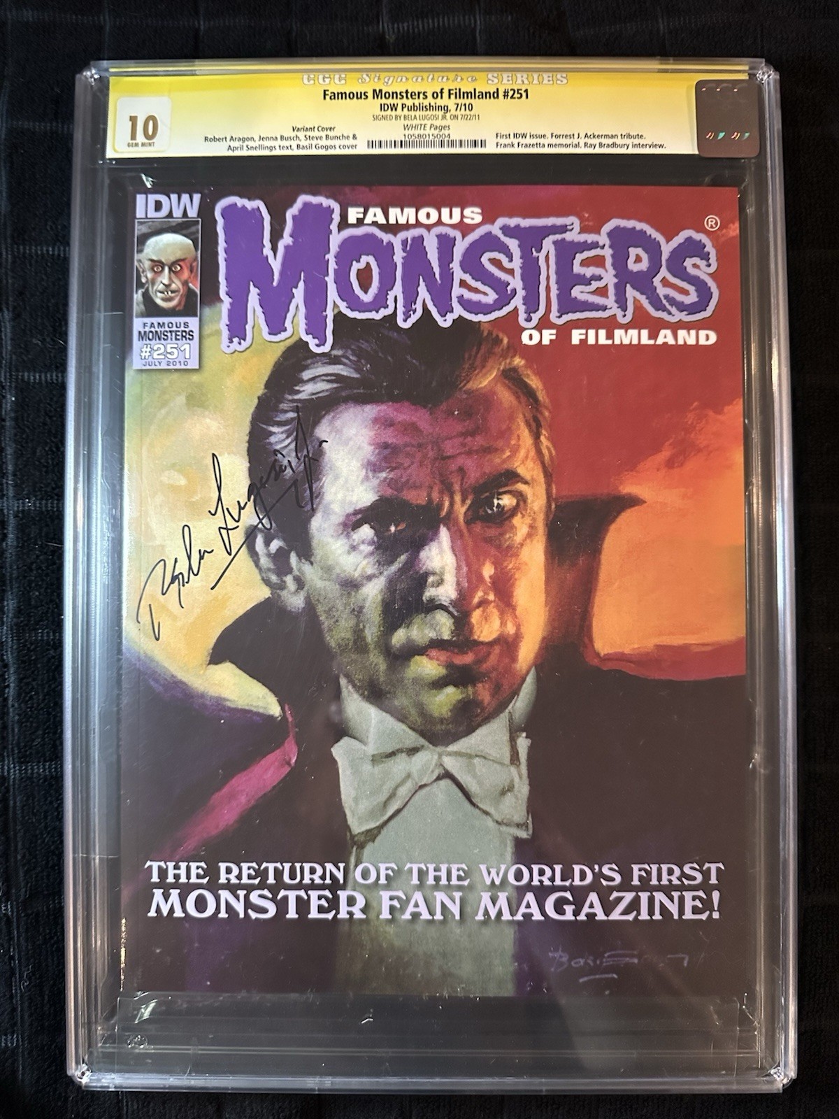 🟨Famous Monsters of Filmland #251 CGC 10.0 GEM MINT SS Bela Lugosi Jr Signature