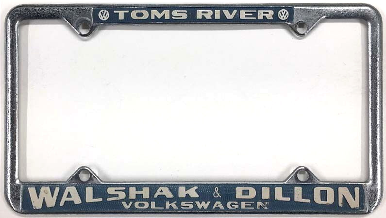 Vintage Toms River New Jersey Volkswagen VW Dealership License Plate Frame Vintage Toms River New Jersey Volkswagen VW Dealership License Plate Frame