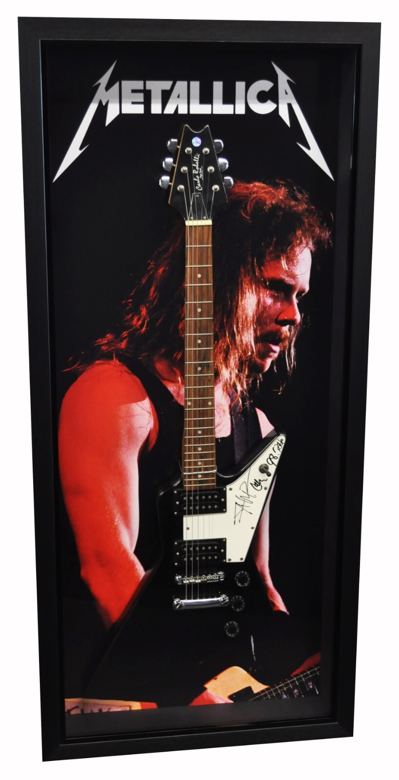 Metallica Signed Guitar Frame Gibson Replica Hetfield Hammett Ulrich AS-00743 Metallica Signed Guitar Frame Gibson Replica Hetfield Hammett Ulrich AS-00743