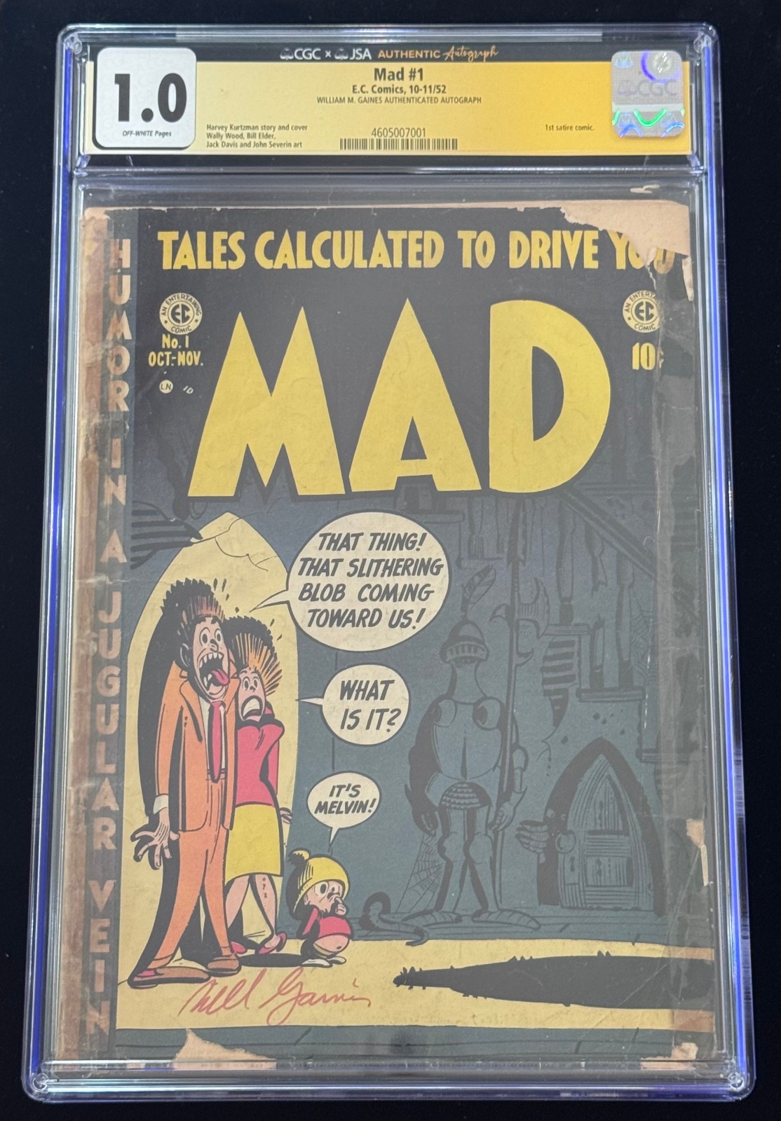 Signed William Bill Gaines 1952 #1 MAD Magazine Founder Autographed Auto 1/1 CGC