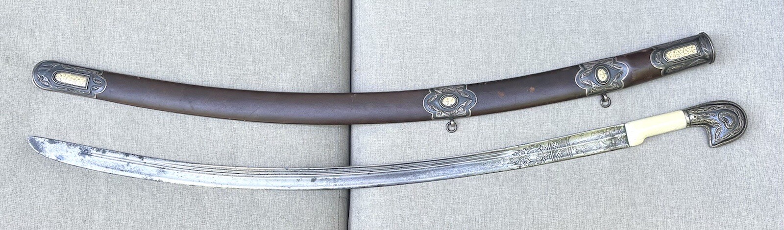 Vintage Antique 19C Russian Caucasian Niello Silver Cossack Army Sword Shashka Vintage Antique 19C Russian Caucasian Niello Silver Cossack Army Sword Shashka
