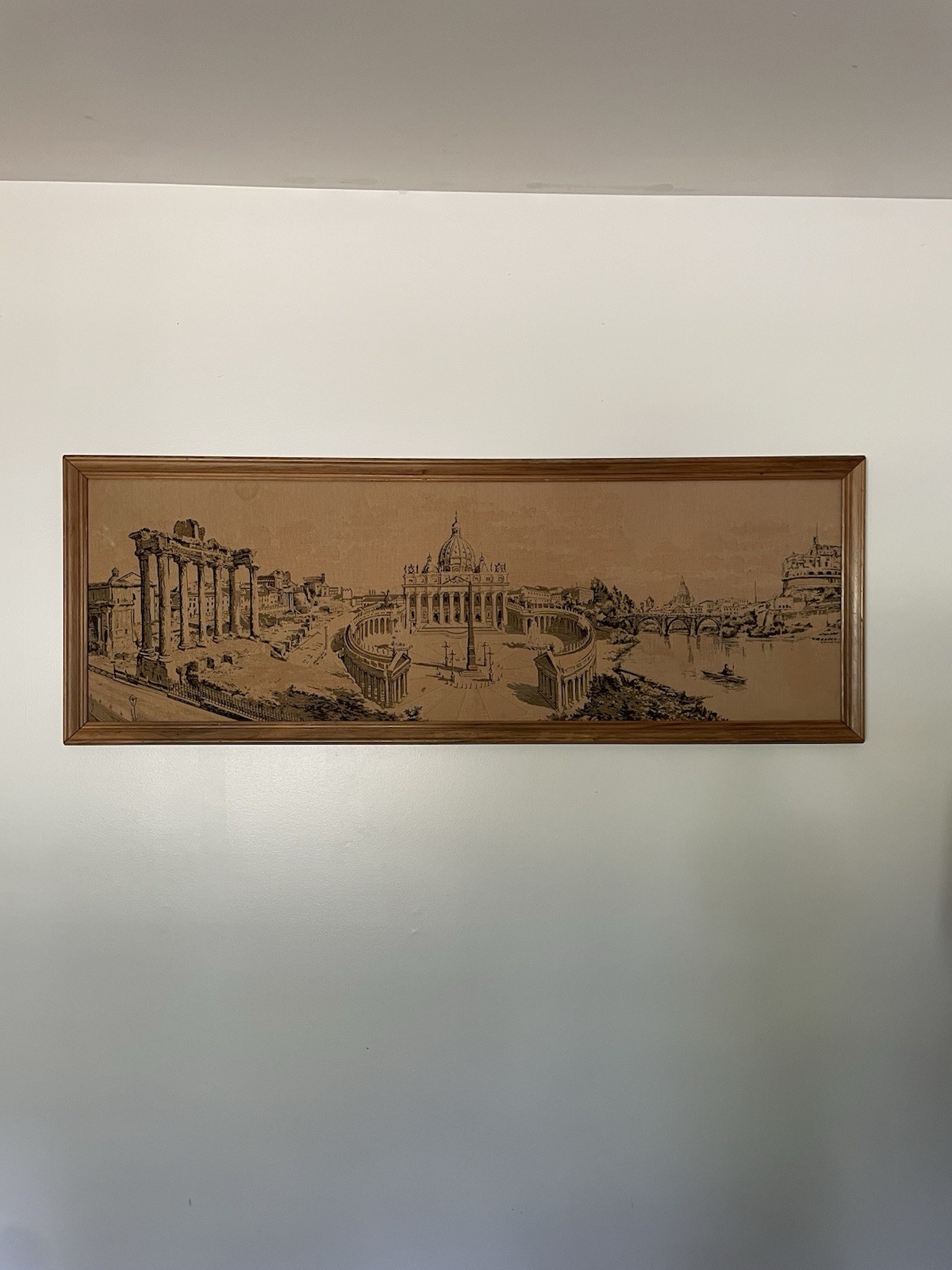 Framed Antique Needlepoint Tapestry of St. Peter's Basilica in Vatican City Framed Antique Needlepoint Tapestry of St. Peter's Basilica in Vatican City