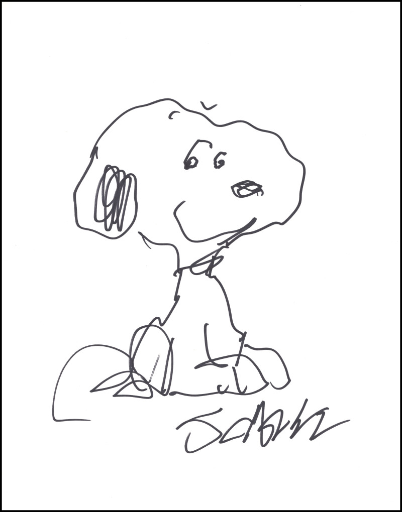 Charles M Schulz Signed Autograph 11x14 Hand Drawn Peanuts Snoopy Sketch BAS COA Charles M Schulz Signed Autograph 11x14 Hand Drawn Peanuts Snoopy Sketch BAS COA