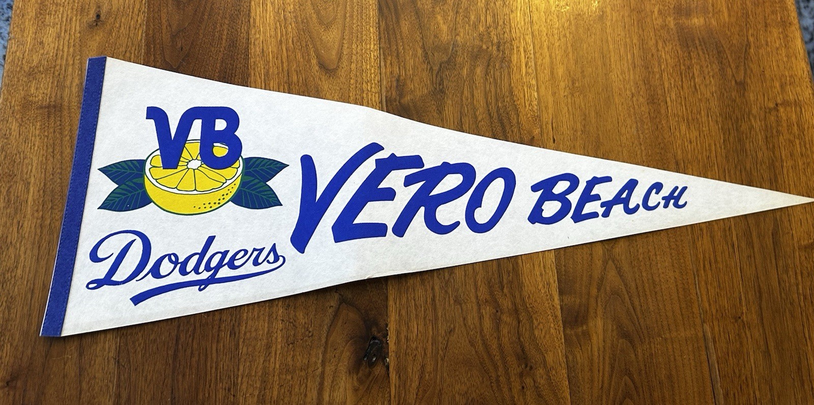 Vintage LOS ANGELES DODGERS Vero Beach Baseball Large Felt Pennant -RARE