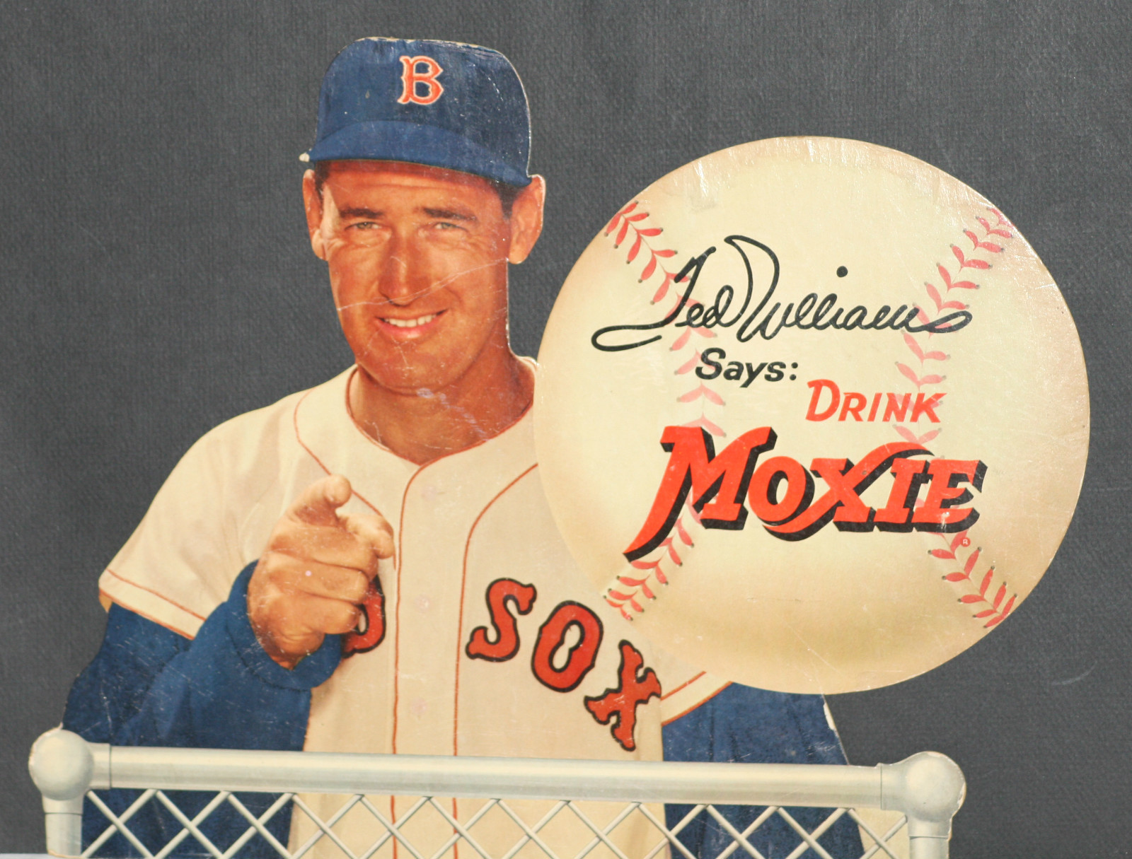 RARE 1950's Ted Williams Moxie Counter Cardboard Display, Small Version 16 x 12 RARE 1950's Ted Williams Moxie Counter Cardboard Display, Small Version 16 x 12