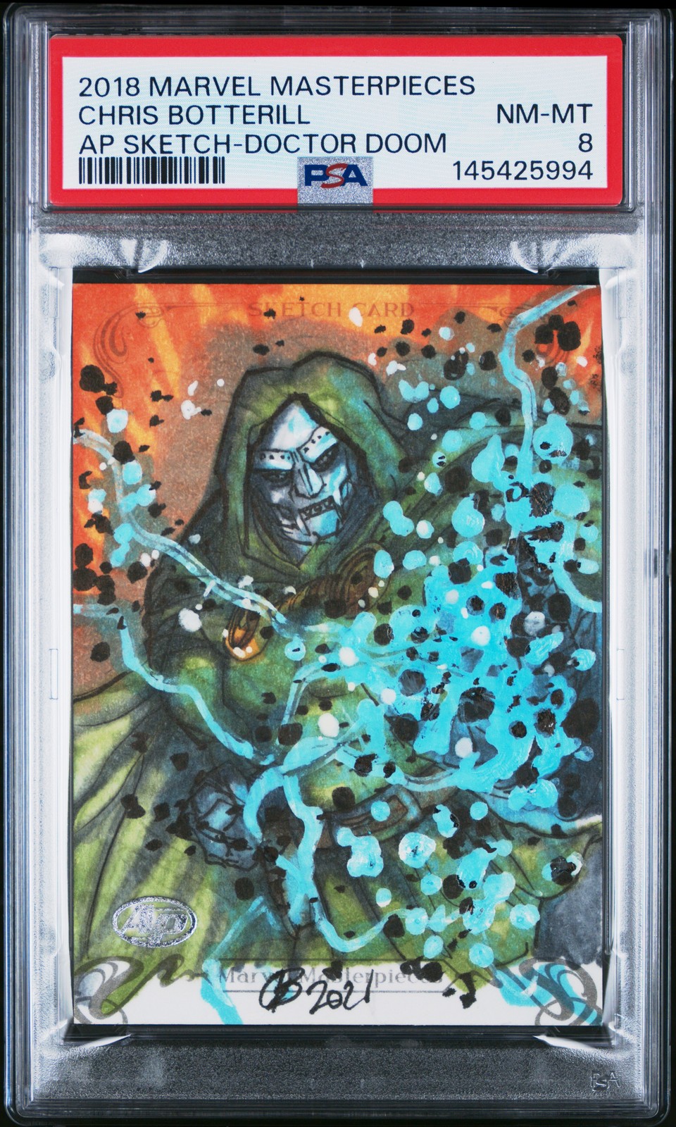 2018 UD MARVEL MASTERPIECES SKETCH CARDS CHRIS BOTTERILL PSA 8