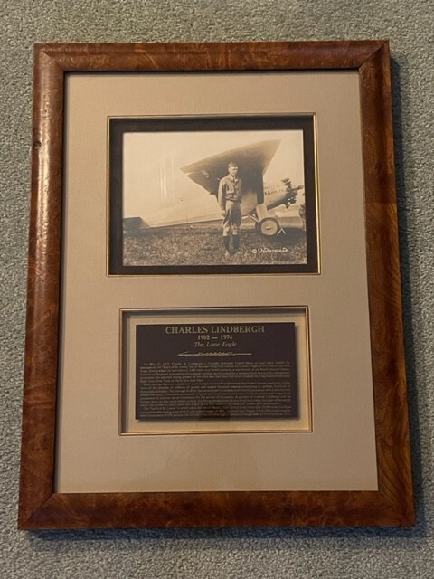 CHARLES LINDBERGH SIGNED VINTAGE PHOTO, 8X10, SPIRIT OF ST. LOUIS, MAY 20, 1927