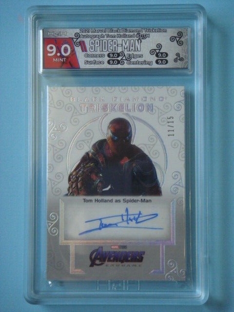 2021 UD Marvel Endgame Black Diamond Tom Holland Spider-Man AUTO #11/15 HGA 9