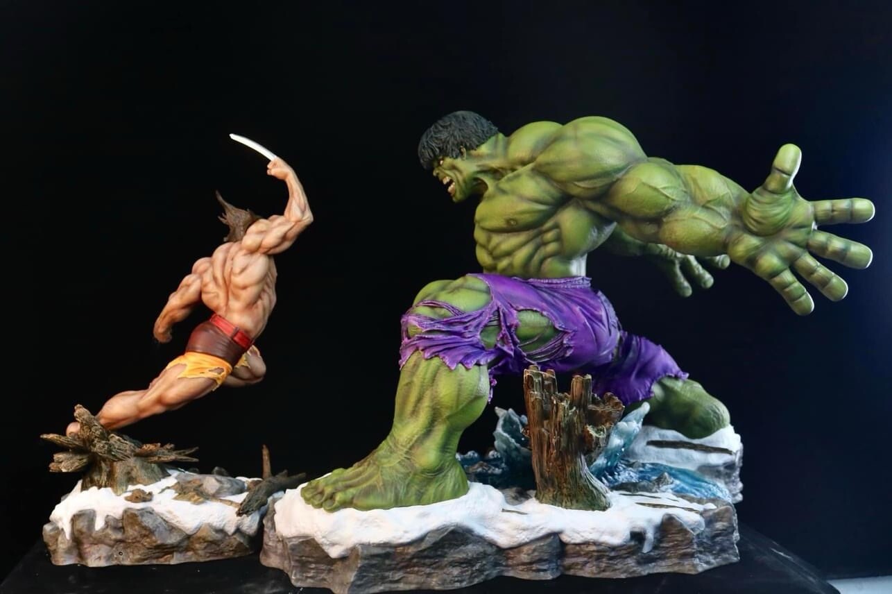 Unbelievable Custom 1/4th Scale Hulk Vs Wolverine Diorama. HUGE Marvel X-MEN Unbelievable Custom 1/4th Scale Hulk Vs Wolverine Diorama. HUGE Marvel X-MEN
