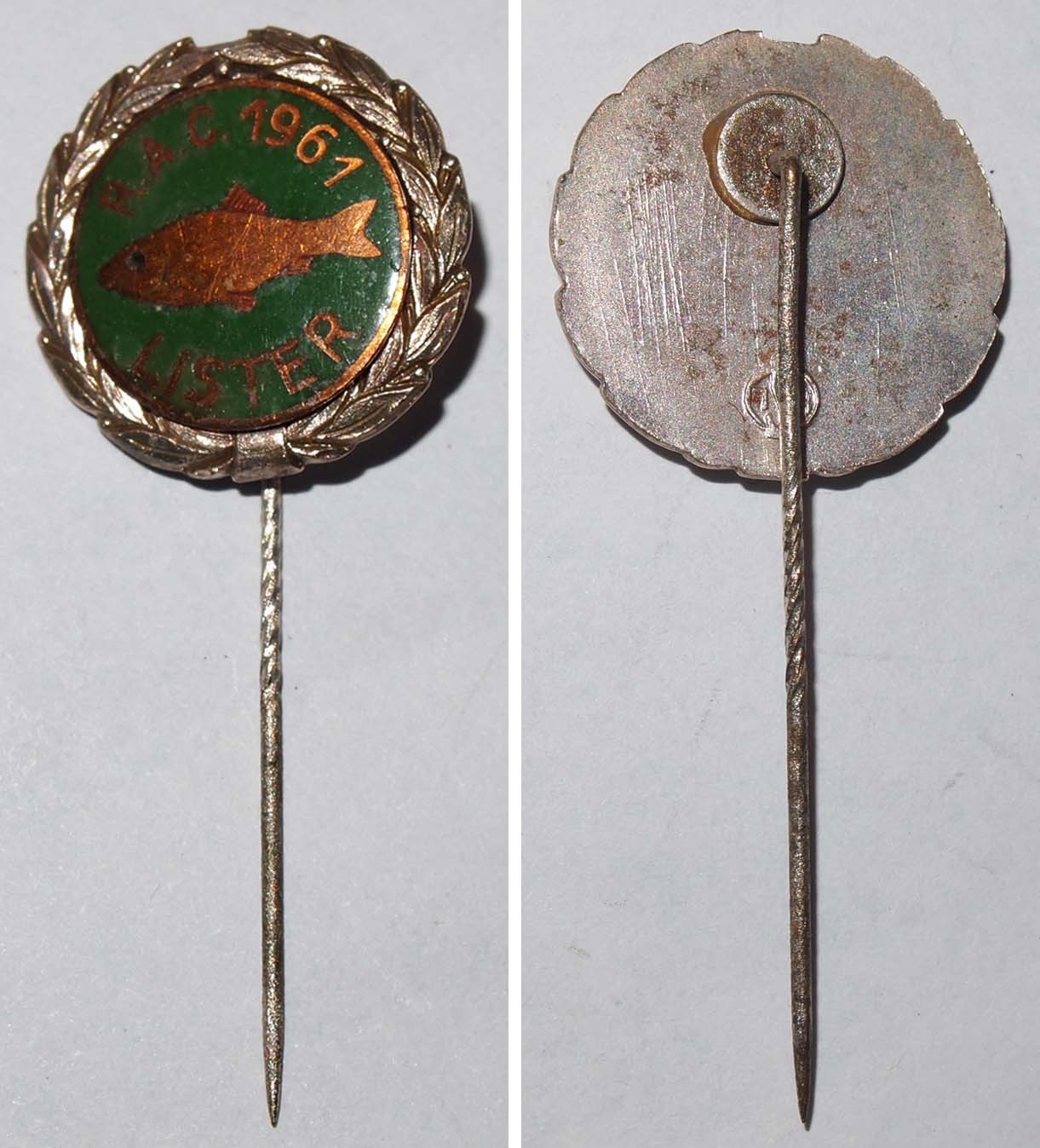Enameled Honor Pin R.A.C. Royal Angling Club 1961 Lister / Fishing & Fishing
