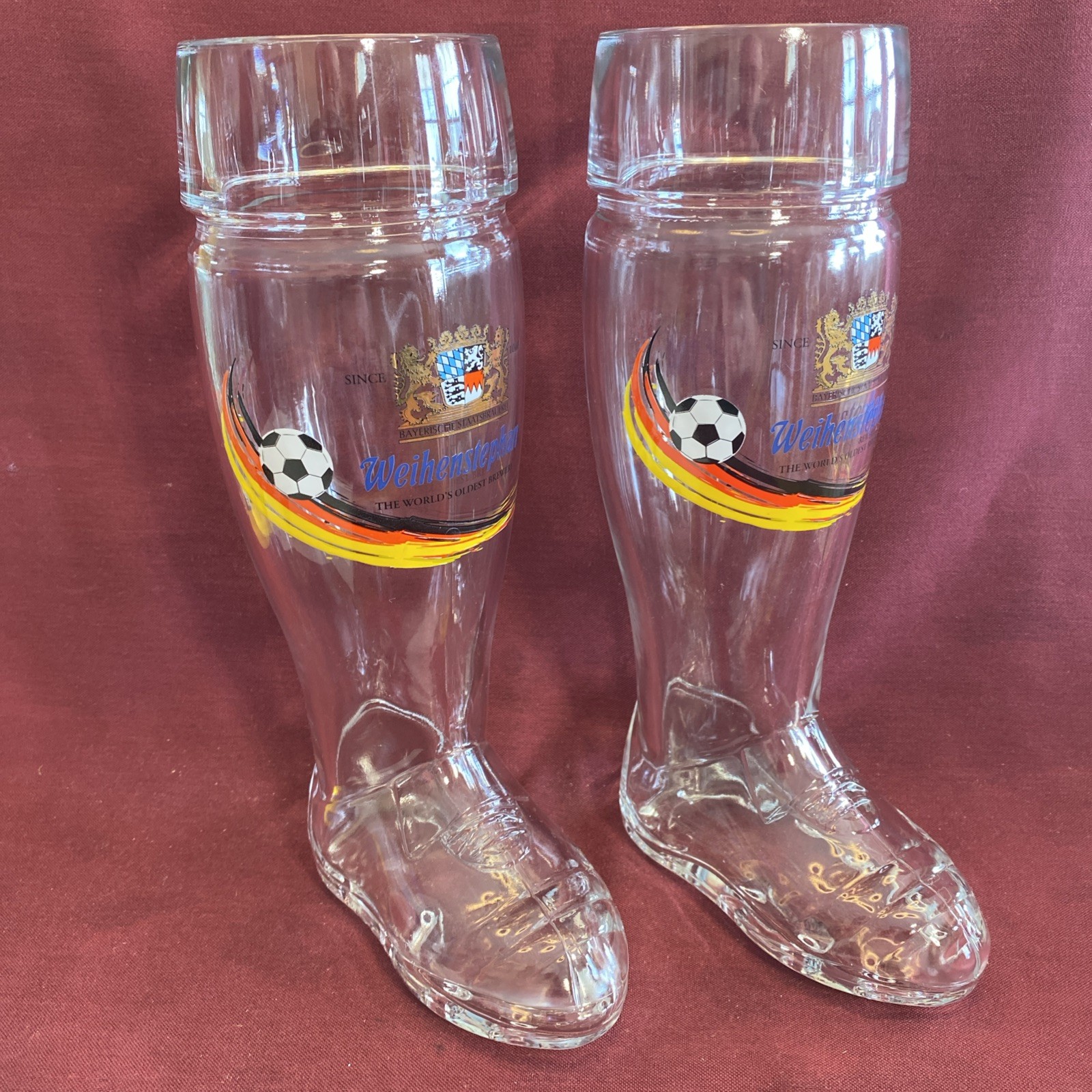 2X Weihenstephaner 2006 German Football Soccer World Cup Beer Boot Glass Cleats 2X Weihenstephaner 2006 German Football Soccer World Cup Beer Boot Glass Cleats
