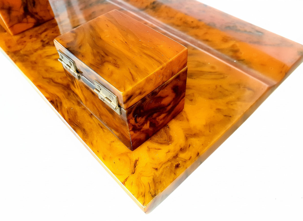 Antique Vintage Old Amber Bakelite Catalin Inkwell Art Deco Desk RARE Antique Vintage Old Amber Bakelite Catalin Inkwell Art Deco Desk RARE