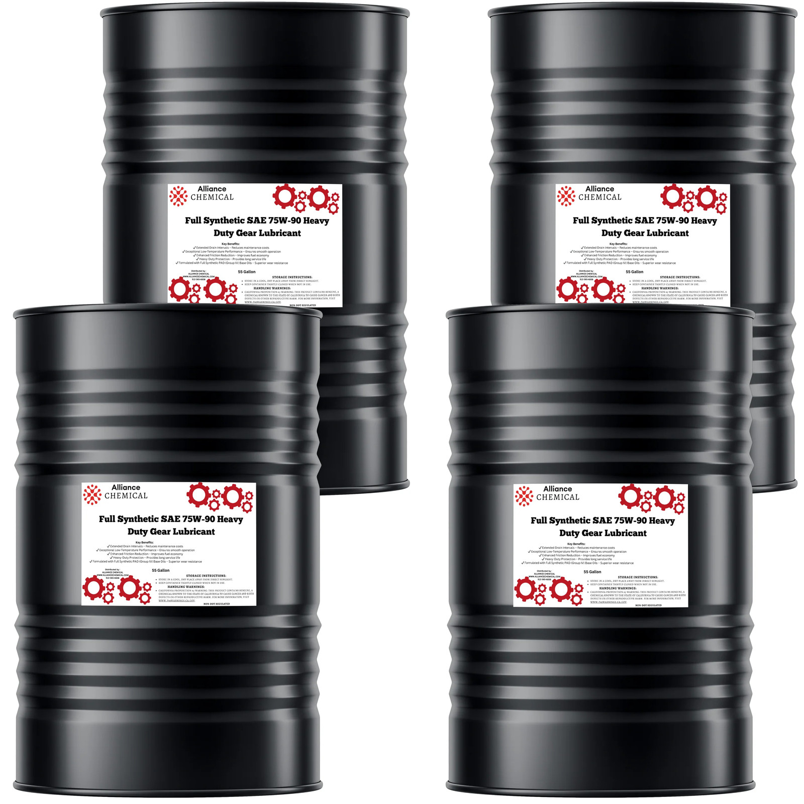 Full Synthetic SAE 75W-90 Heavy Duty Gear Lubricant - 4 x 55 Gallon Drums Full Synthetic SAE 75W-90 Heavy Duty Gear Lubricant - 4 x 55 Gallon Drums