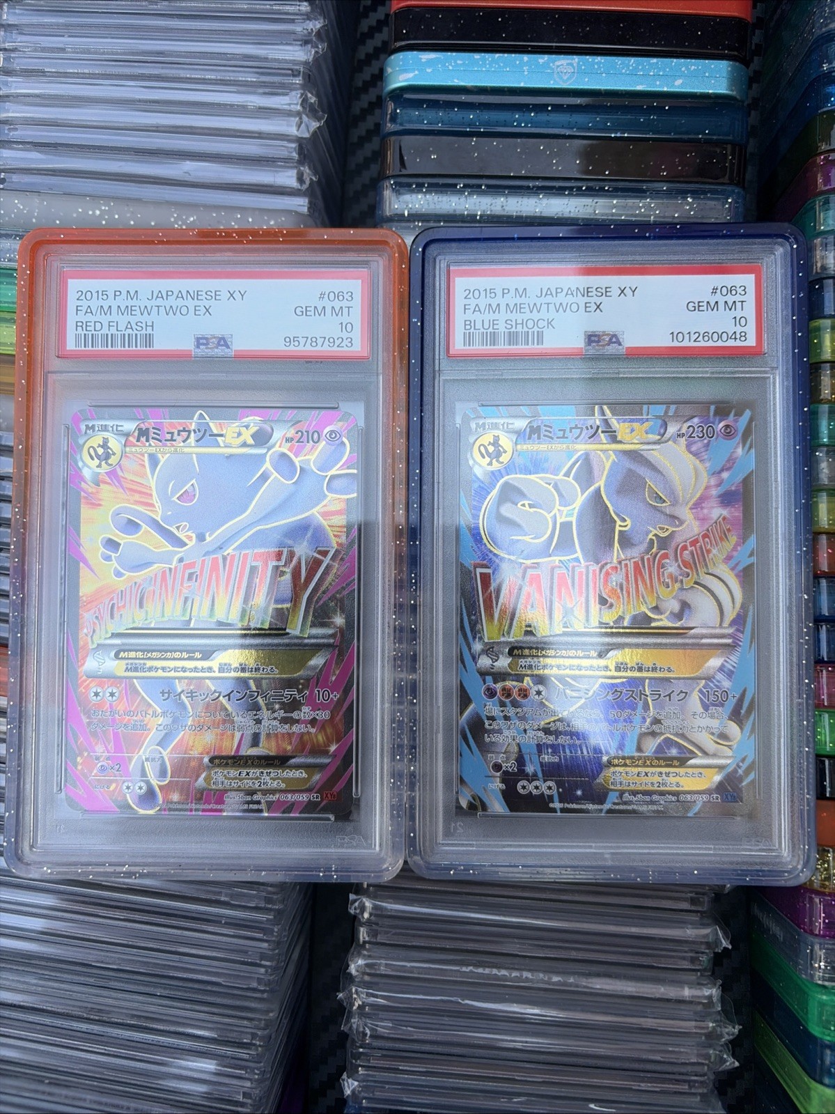 Mega Mewtwo EX #063 Red Flash + Blue Shock Unlimited PSA 10 POP 15 POP 22