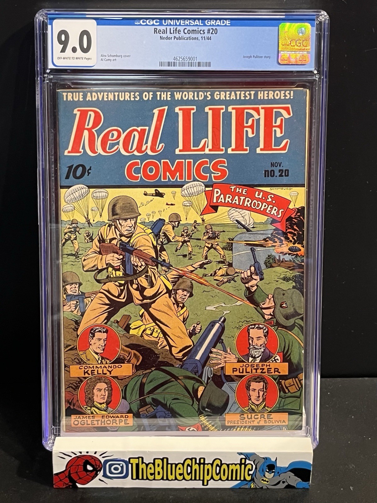 Real Life Comics #20 - CGC 9.0 - 1944 Nedor Publications - WWII Cover