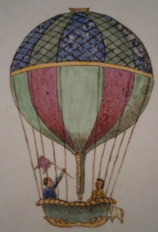 Antique 18thC Naples Real Fabbrica Ferdinandea Hot Air Hydrogen Balloon Plate