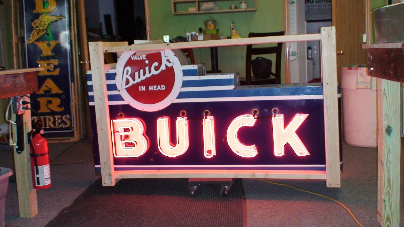 Old BUICK porcelain neon sign 1940's--2 sided dealership sign, original N Mint