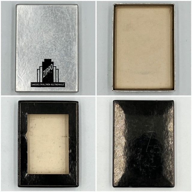 Rare 1936-37 Zippo Square Model Lighter Metaliq Diagonal Line Unused Original Bo Rare 1936-37 Zippo Square Model Lighter Metaliq Diagonal Line Unused Original Bo