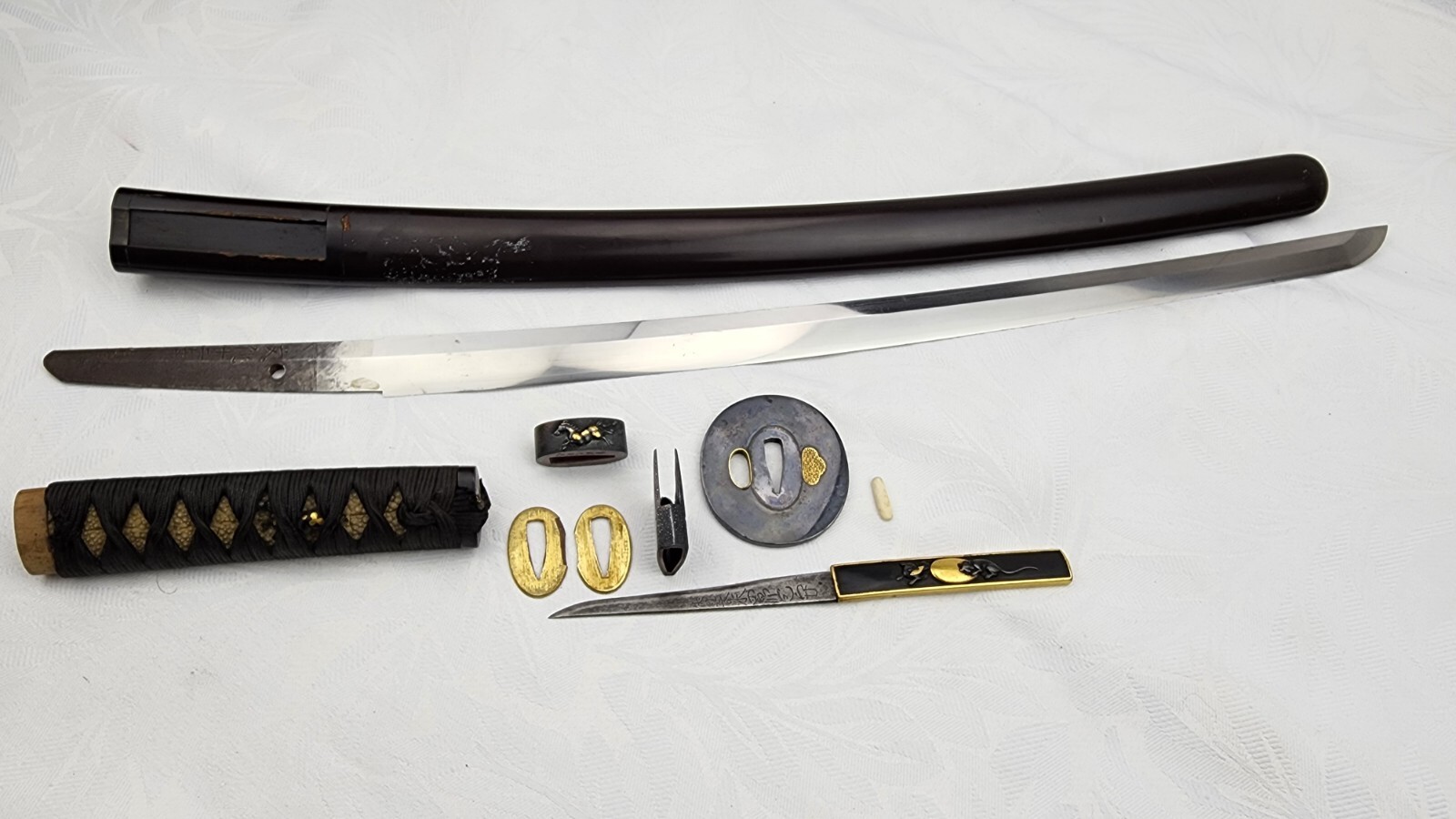 1812 SAMURAI SWORD TAKEN In IWO JIMA During WW2 HEAVY 19K GOLD KOZUKA Wakizashi 