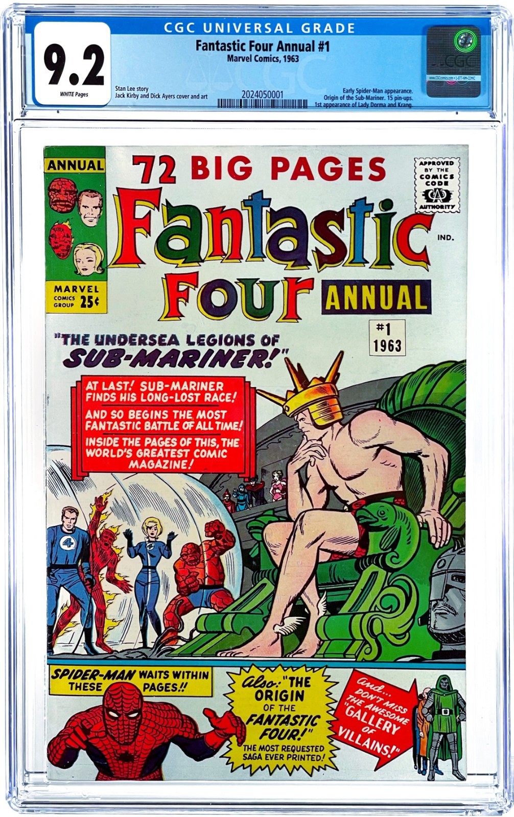 Fantastic Four Annual #1 CGC 9.2 WP 1963 Marvel Comics Spider-man Appearance 5th Fantastic Four Annual #1 CGC 9.2 WP 1963 Marvel Comics Spider-man Appearance 5th