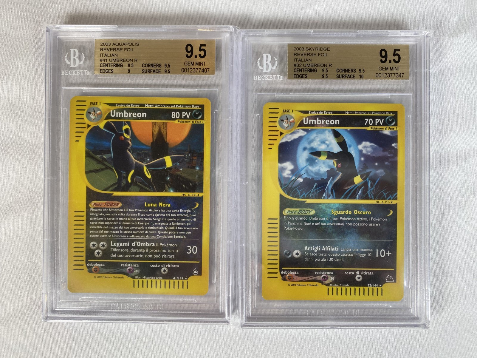 Pokémon - Bundle Umbreon Reverse Foil Aquapolis & Skyridge - BGS 9.5 ITA Pokémon - Bundle Umbreon Reverse Foil Aquapolis & Skyridge - BGS 9.5 ITA