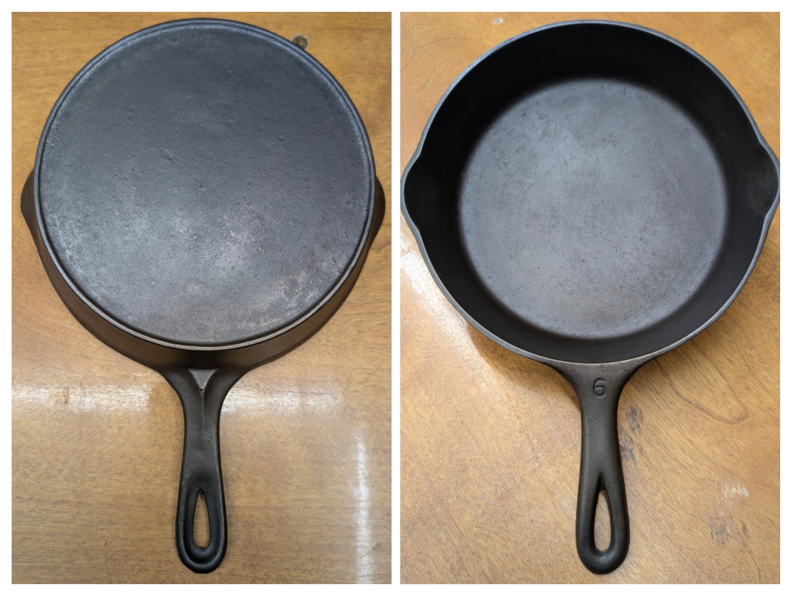 ULTRA RARE Unmarked Wagner #6, HEAT RING Skillet, c.1920s, RESTORED Cast Iron