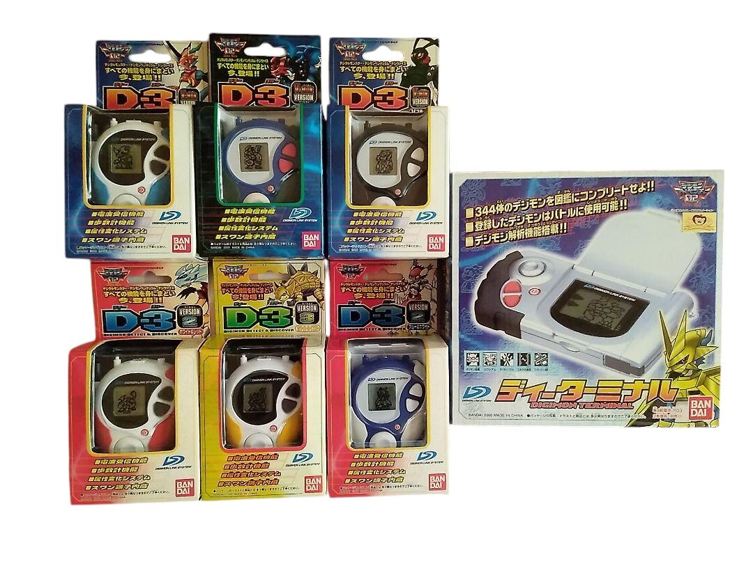 Bandai Digimon Adventure 02 D-3 Digivice All 6 Colors + D-Terminal Set CIB JP Bandai Digimon Adventure 02 D-3 Digivice All 6 Colors + D-Terminal Set CIB JP