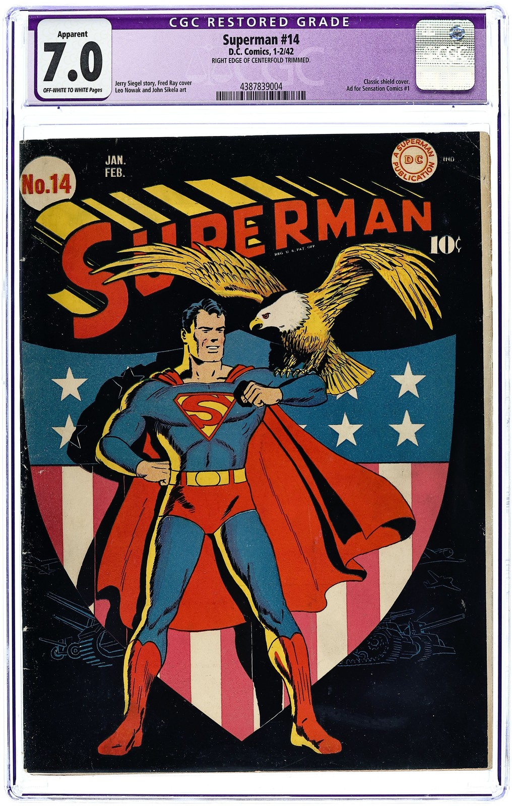 Superman #14 CGC 7.0 TRIMMED 1942 4387839004