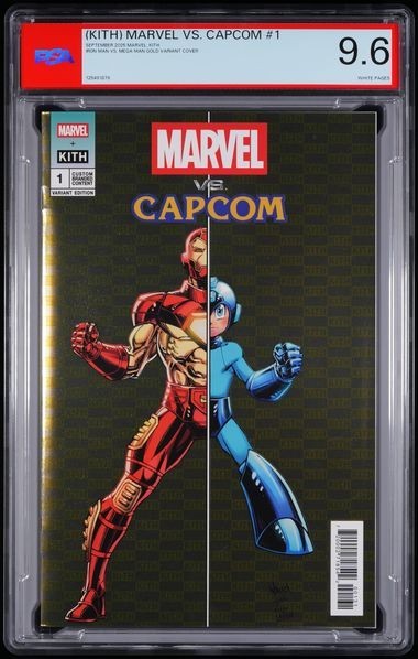 KITH MARVEL VS. CAPCOM #1 2025 RARE GOLD IRON MAN VS MEGA MAN VARIANT PSA 9.6